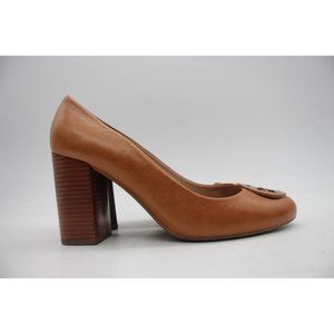 Tory Burch Heel Medallion Women's 8 M Brown Leather Slip On Comfort